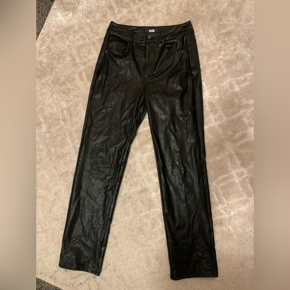 PAIGE straight leg leather pants